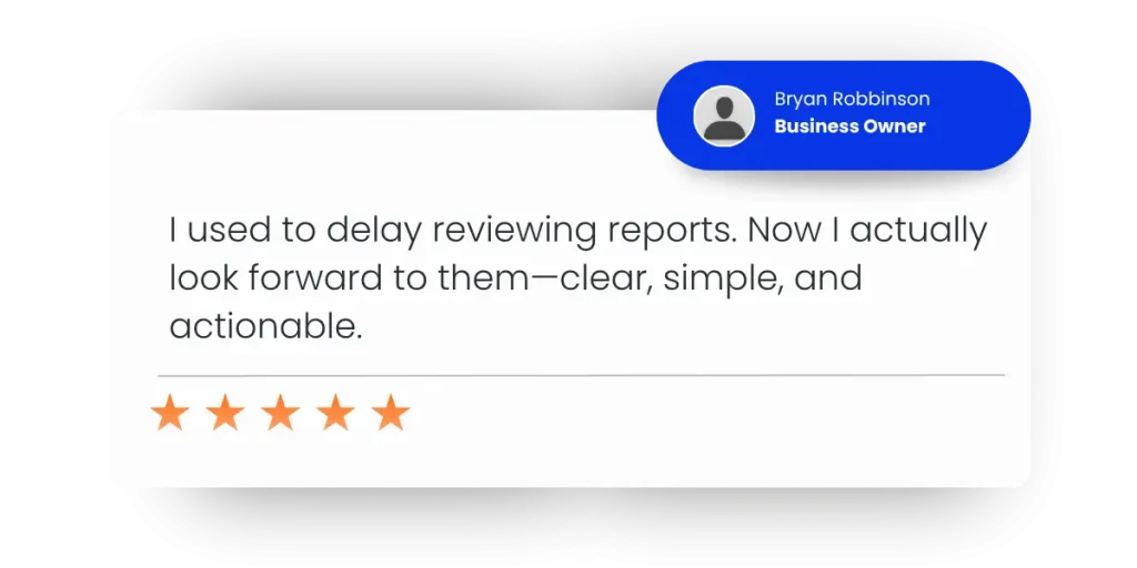 Testimonial about sharing reports built with Measurable